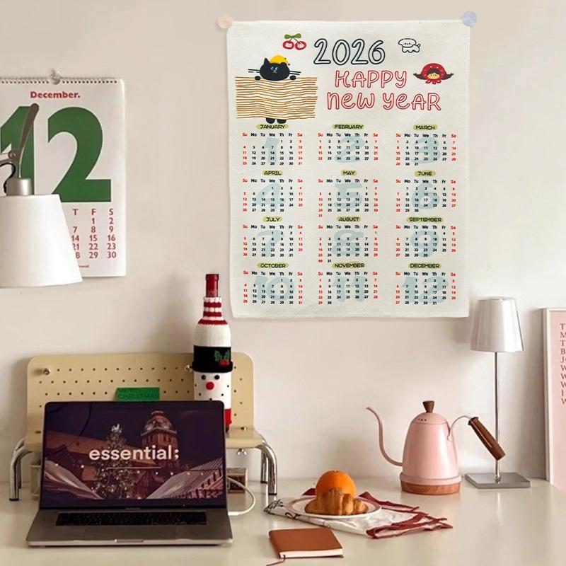 2026 New Year's Eve Wallpaper Calendar Girl's Bedroom Decoration Tapestry Askaton Calendar Wallpaper