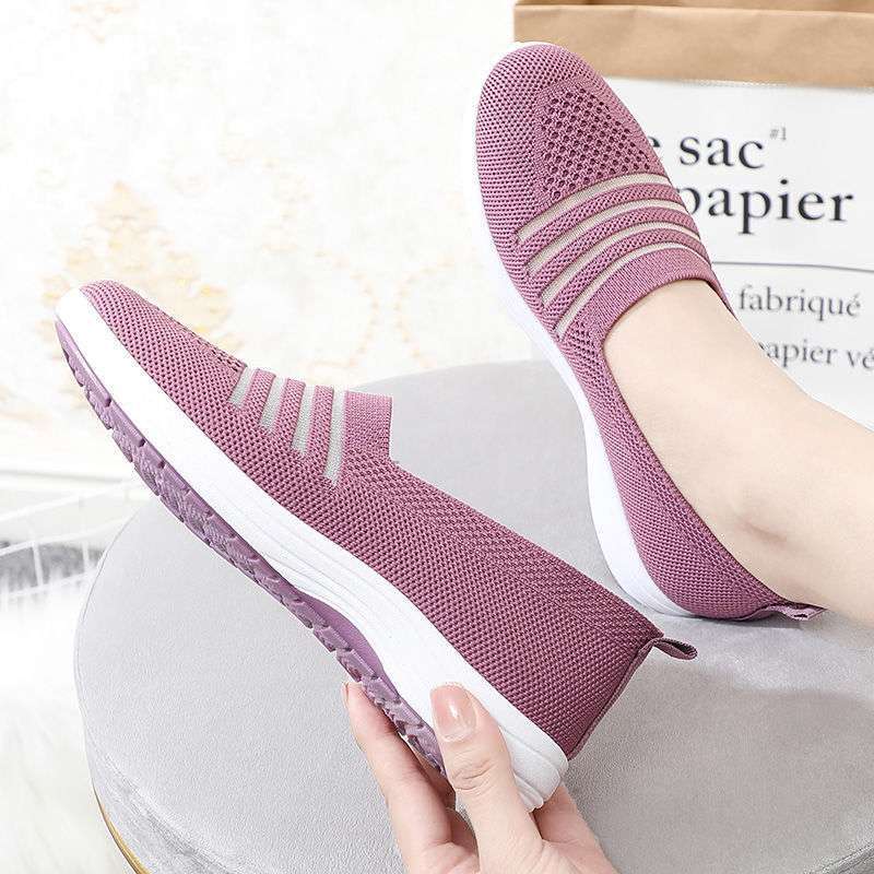 Spring and summer new flying woven old north cloth shoes women's casual running sports shoes summer mesh shoes non-slip breathable single shoes