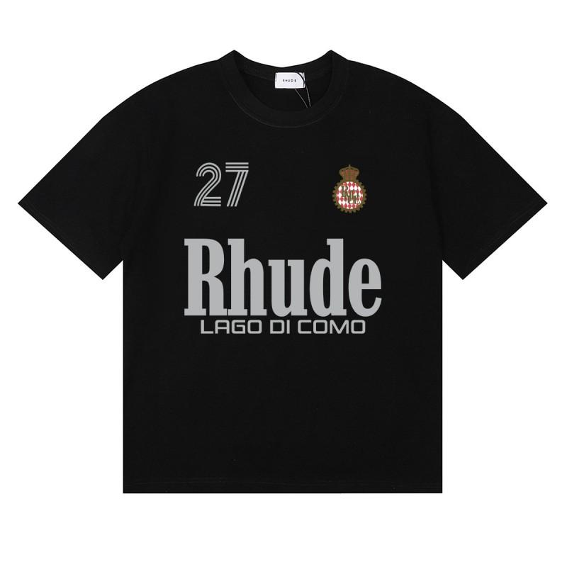 RHUDE Sunset Graphic T-Shirt Men Women Loose Fit Short Sleeve Tee Casual Streetwear