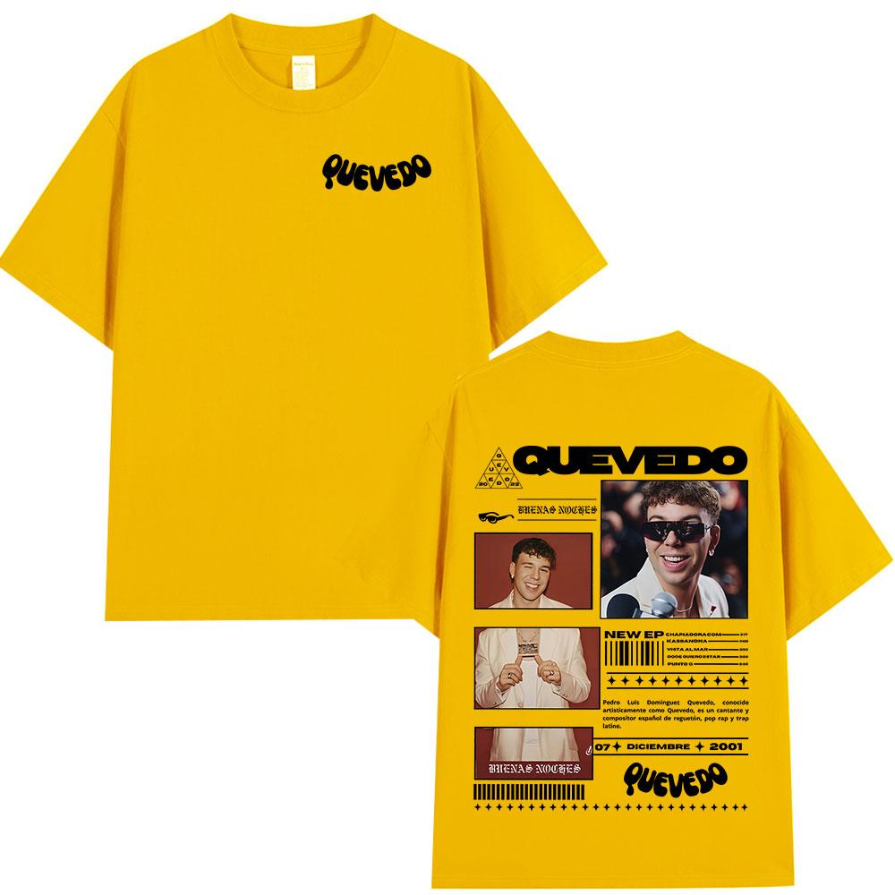 Rapper QUEVEDO 2026 BUENAS NOCHES T-shirt Men Women Fashion Hip Hop T-shirts Summer Unisex Loose Short Sleeve T Shirt Streetwear