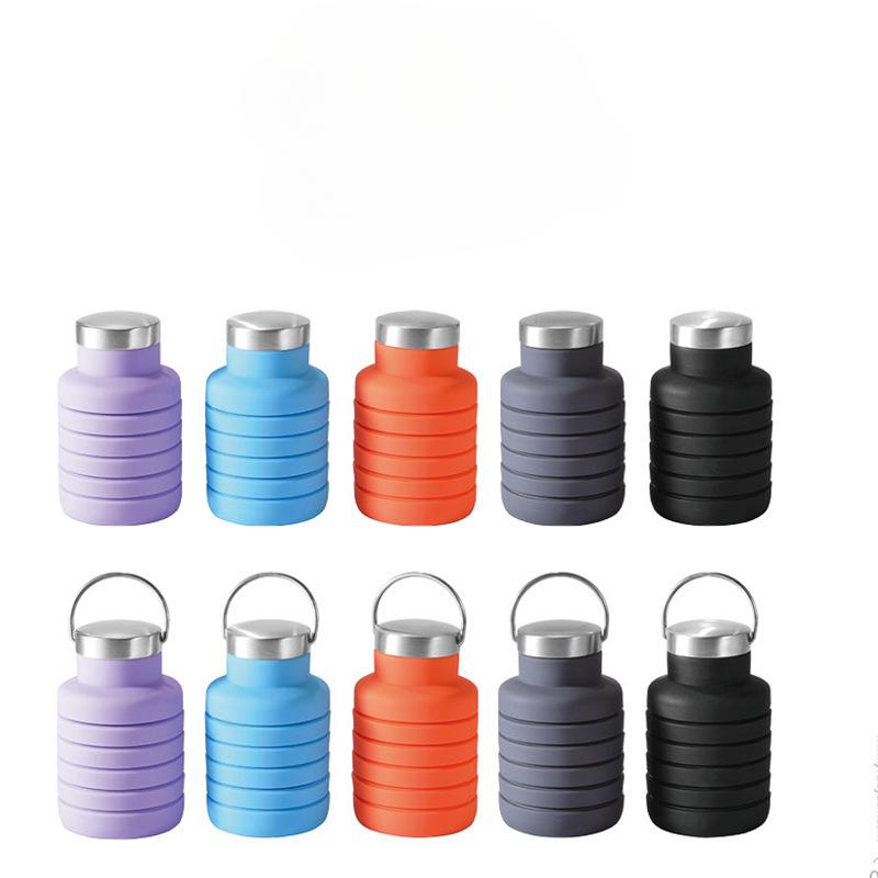 Folding Silica Gel Cup Retractable Silicone Cup for Water Athletic Travel Lightweight Water Bottle Belt Handle Athletic Outdoor Use Drinking Glass