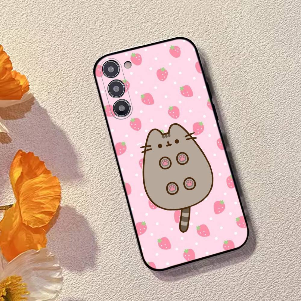 Cute Cat Rainbow Pusheens Phone Case Black Silicone Soft For Samsung Galaxy A73,A72,A71,A70,A53,A52,A51