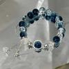 Bracciale con Perline e Ciondolo a Forma di Fiore Rosa di Cristallo Coreano e Farfalla per Donne, Catena Dolce con Perle, Gioielli Regalo per Fidanzata
