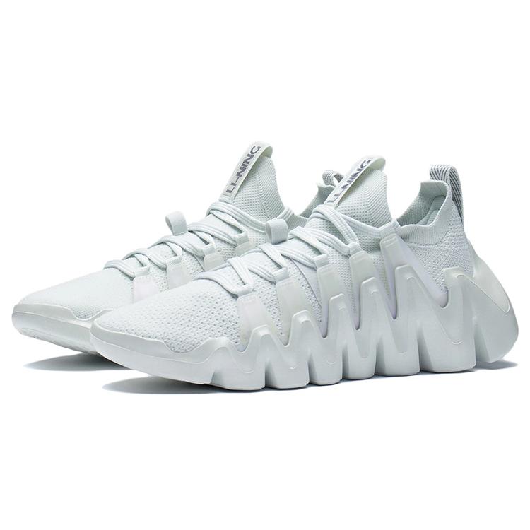 New LiNing Phantom Stab Cushioning Anti Slip Wear Resistant Breathability Low Top Sports Casual Shoes Men's Frost White AZGS031-4