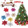 Vibrant 10x Christmas Large Poinsettia Glitter Flower Decorations For Holiday Cheer