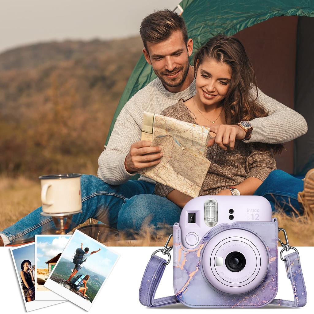Fintie FUJIFILM instax mini 12 Fotocamera Istantanea Protettiva Full PU Antigraffio con Spallaccio Portatile Custodia X Marmo, Copertura, Protezione, Pelle, Resistente,