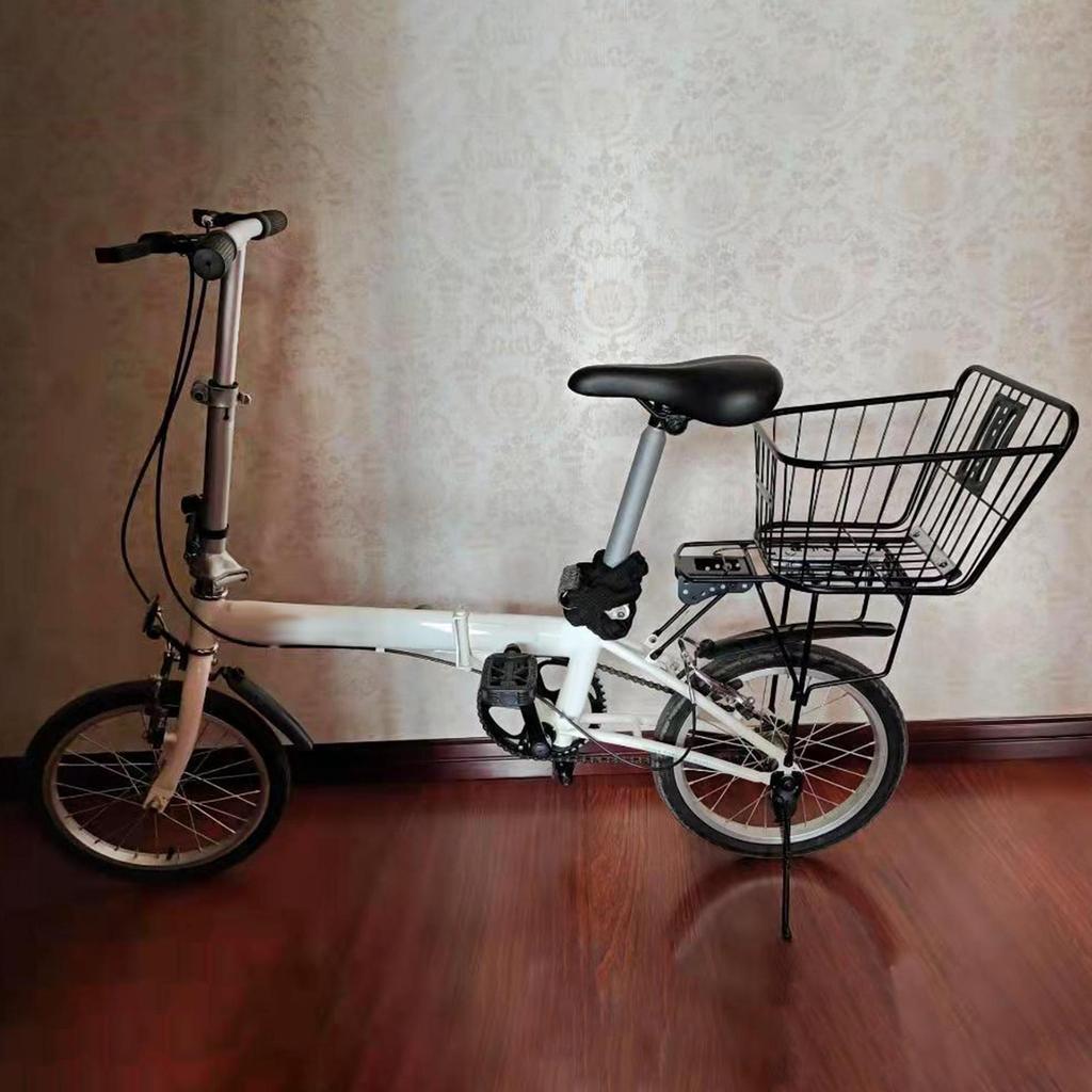 Rear Bicycle Storage Basket Metal without Lid Strengthened Frame Black Sturdy Universal Accessory
