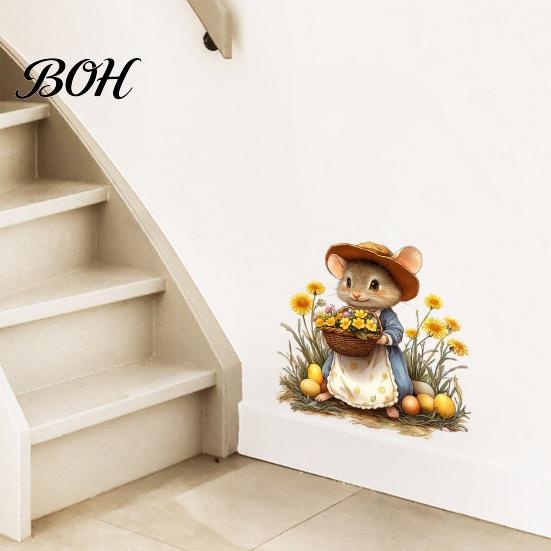 Autumn Theme Party Supplies Mouse Wall Stickers, Waterproof PVC Retro Fairy Tale Decals, Removable Peel Pastoral Style Stickers And Stick Decals