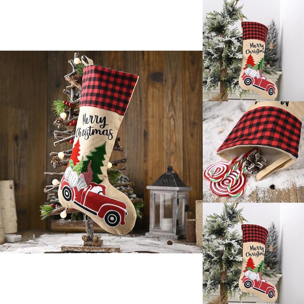 Whimsical Forest Santa Car Christmas Stockings Great For Festive Childrens Gifts
