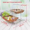 Double-Layer Rattan Bread Basket with Lid - Dessert Display Stand & Pastry Rack for Egg Tarts & Fruits