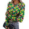 Women's Slim Fit Base Layer Long Sleeve Crewneck Pullover T-Shirt with Thumb Holes, Christmas Graphic Print Top