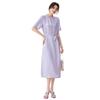 Hualuo Silk Dress Fashion Print Lace-up Waist Silk Dress Women's Split Mulberry Silk Dress