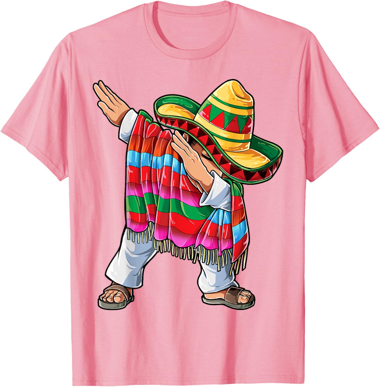 

Dabbing Mexican Poncho Cinco de Mayo Boys Men Short Sleeve Sombrero Dab TShirt 4XL