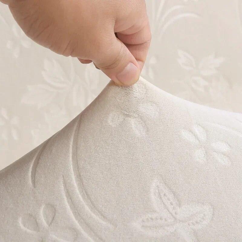 Solid Color  Lace Crystal Velvet Sofa Cushion Luxury Sofa Cover Full Coverage Elastic Sofa Cover Fabric