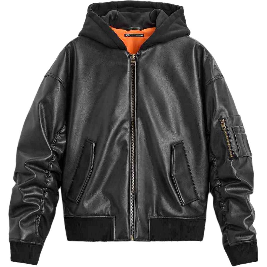 ZARA ādas jaka vīriešu melna 05320409-35