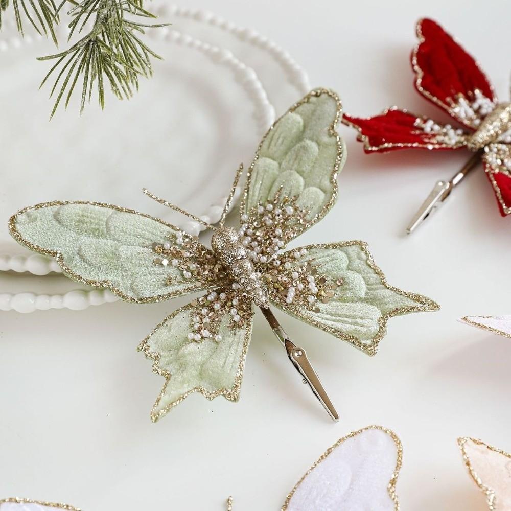 Simulated Artificial Butterfly Clip Sequins Christmas Tree Decoration  Christmas Tree