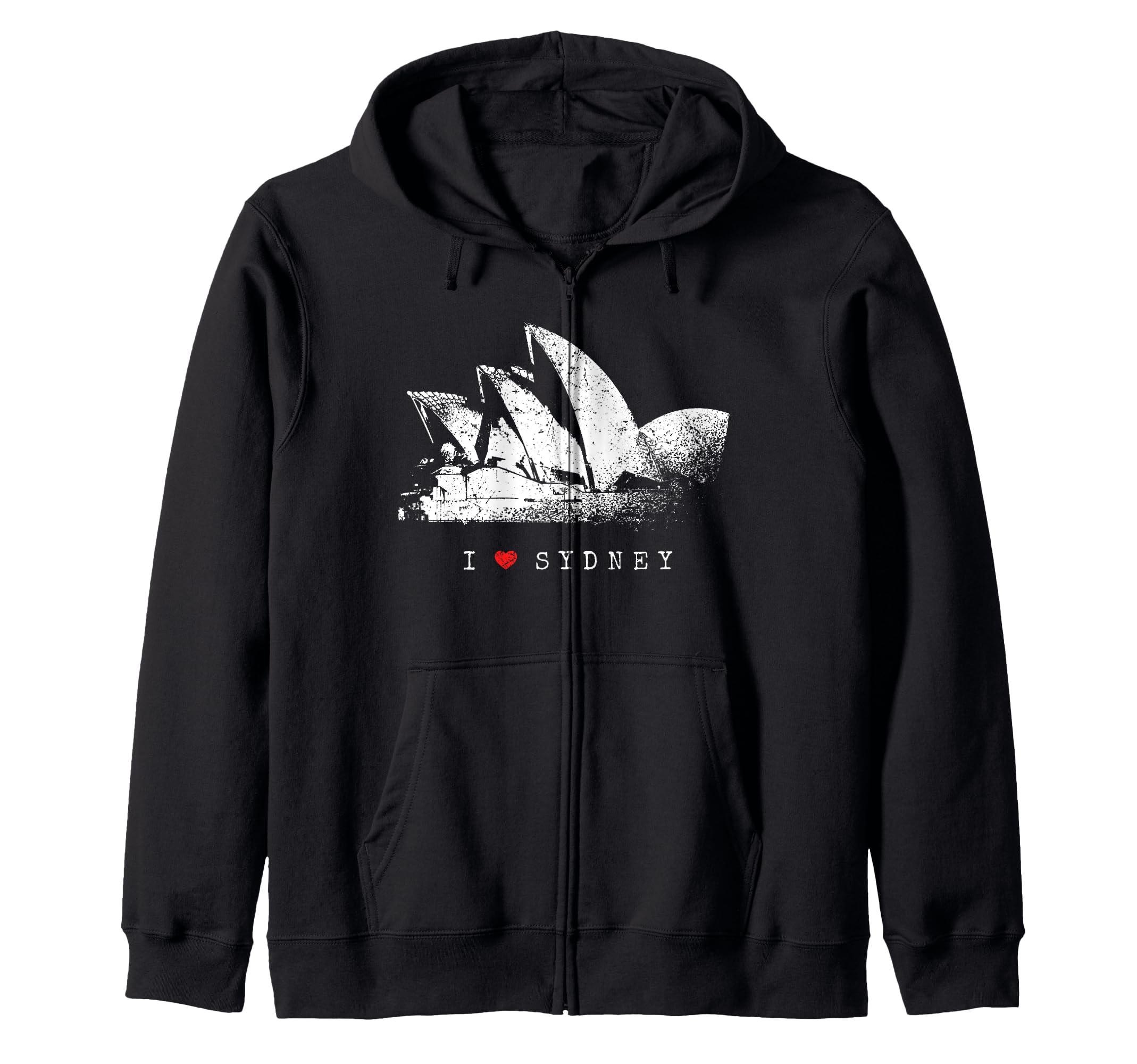 

I Love Sydney Vintage Sydney Opera House Skyline Australia Fan Zip Hoodie чорний