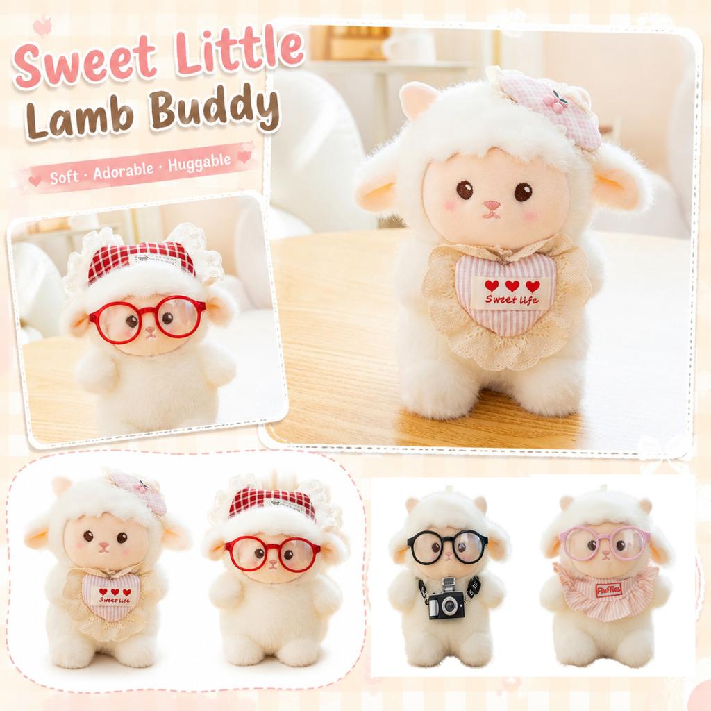 Plush Stuffed Animal Lamb Soft Wool Toy Small Handheld Plush Doll Fluffy Fabric Material Collectible Gift for Kids and Adults