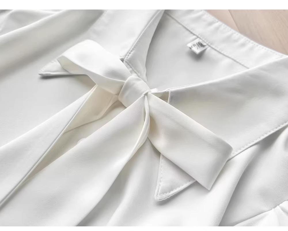 Women's Professional Chiffon Bow Shirt - Long Sleeve White Formal Top for Workplace and Interview
