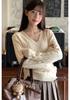 V-Neck Twist Women Sweater Knit Autumn Winter Casual Top Solid Color Loose Fit Korean Style Long Sleeve Fashion Sweaters Simple Clothing