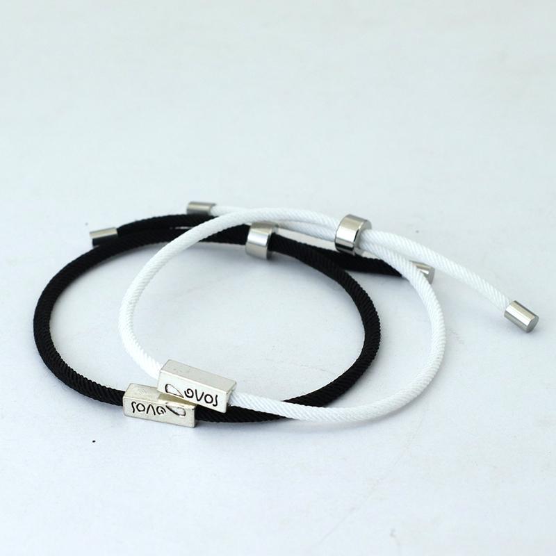 

Noter New Romantic Matching Couple Bracelet 2Pcs/Set 3mm Nylon Cord Chain Adjustable Relationship Braclet Valentine Day Gift