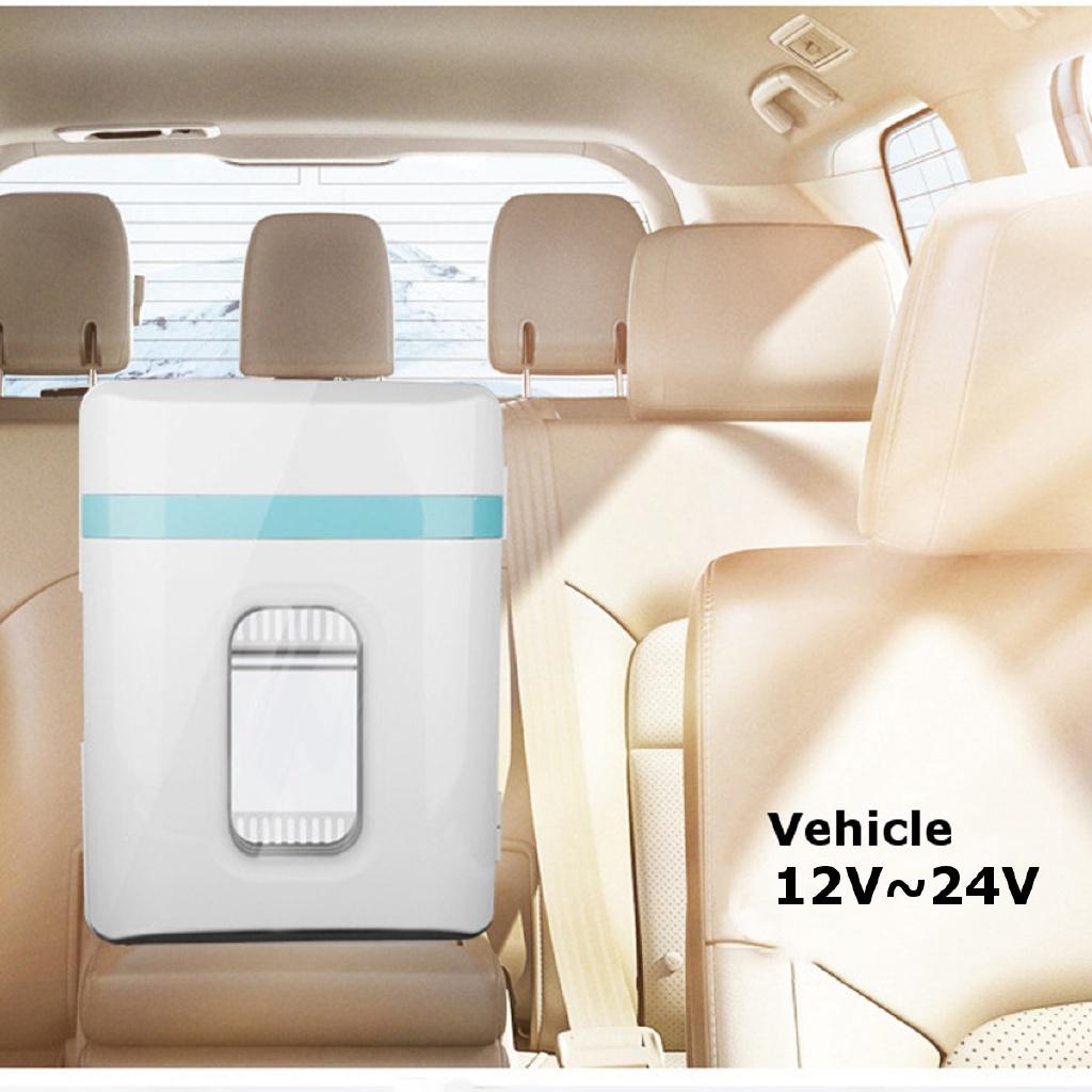 12L 2-IN-1 Mini Heating Box Fridge Home and Car Ultra Quiet Refrigerators Low Noise Car Refrigerators Cold Storage Cosmetic