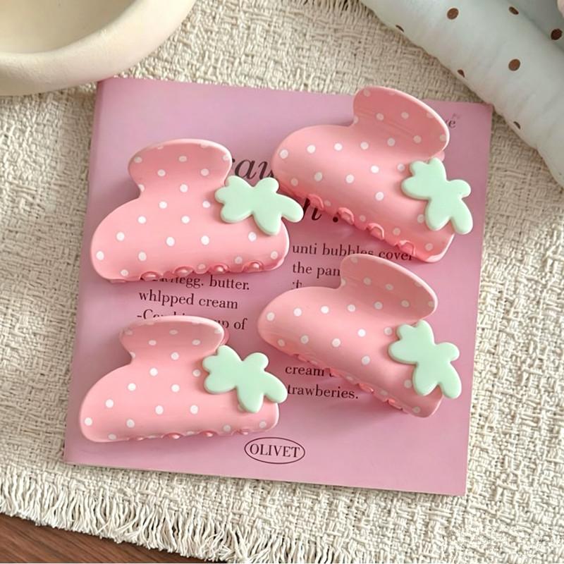 Strawberry Hair Claw Clip For Women Cute Polka Dot Acrylic Large Hair Claw Hairclips Jewelry Summer Hair Accessories For Girls