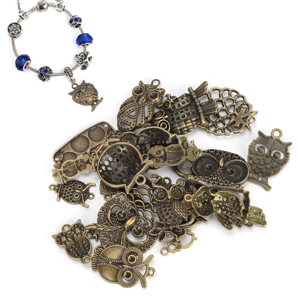 24 stuks Gemengde Modellen Uil Sieraden Accessoires Legering Vogel Bedels Dier Hangers Sieraden Maken