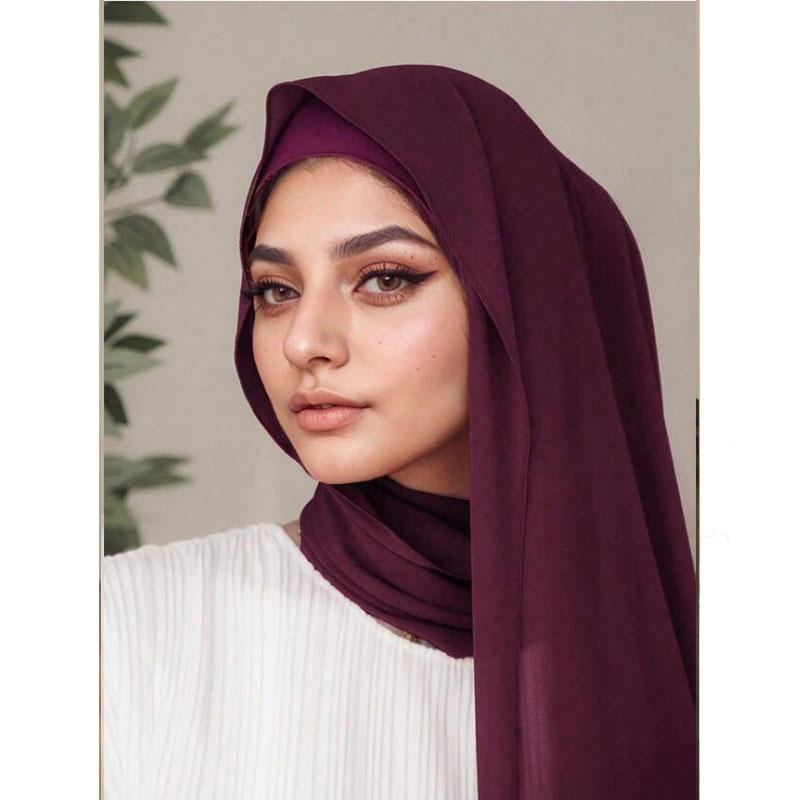 2Pcs Undercap Chiffon Hijab Scarf Set Thin Elastic Tube Head Cover Elegant Soft Cozy Breathable Sunscreen Bandana Combination