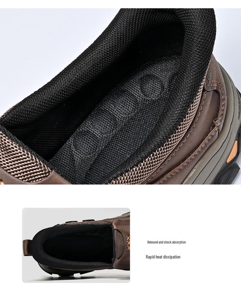 Men's Four Seasons Leather Slip-On Loafers: Thick Sole, Wear-Resistant, Casual Outdoor Shoes