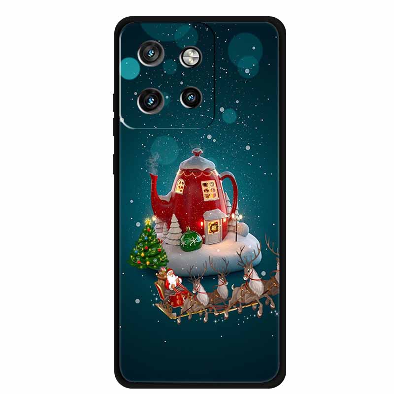 Christmas Cover For Motorola Moto G75 5G Black Silicone Cases TPU Santa Claus Christmas Tree Cover Deer For Moto G75 5G TPU case