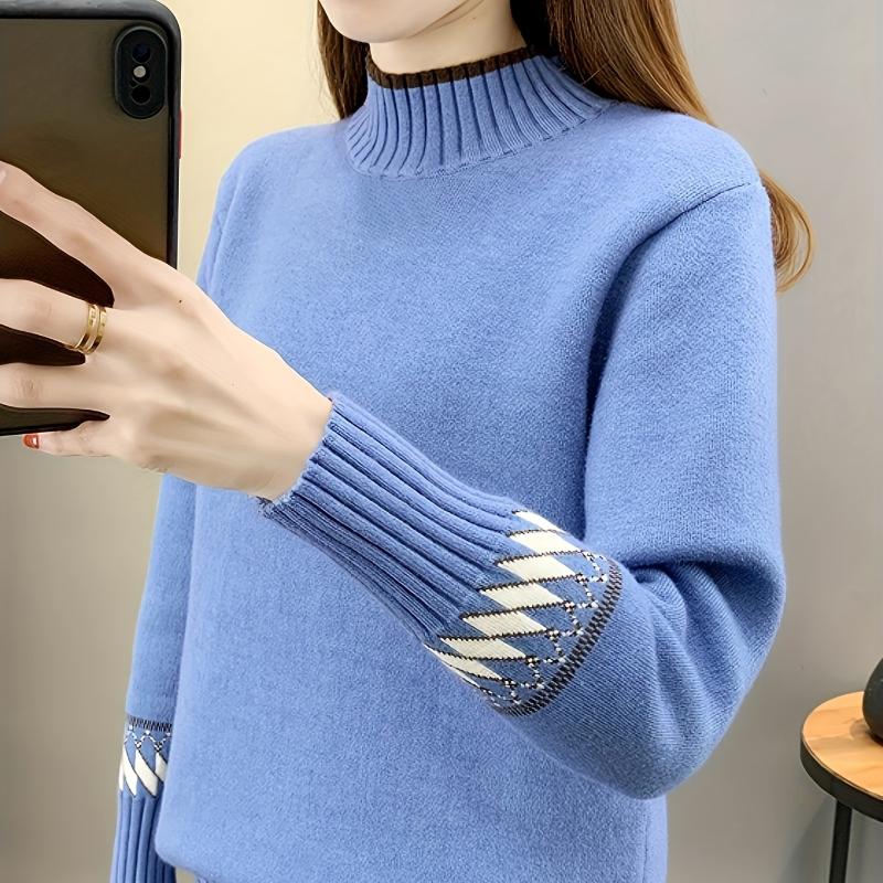 

Женский уютный флисовый свитер с высоким воротом, толстый, теплый пуловер с длинным рукавом, мягкий и стильный осенне-зимний свитер с высоким воротом 3XL синий