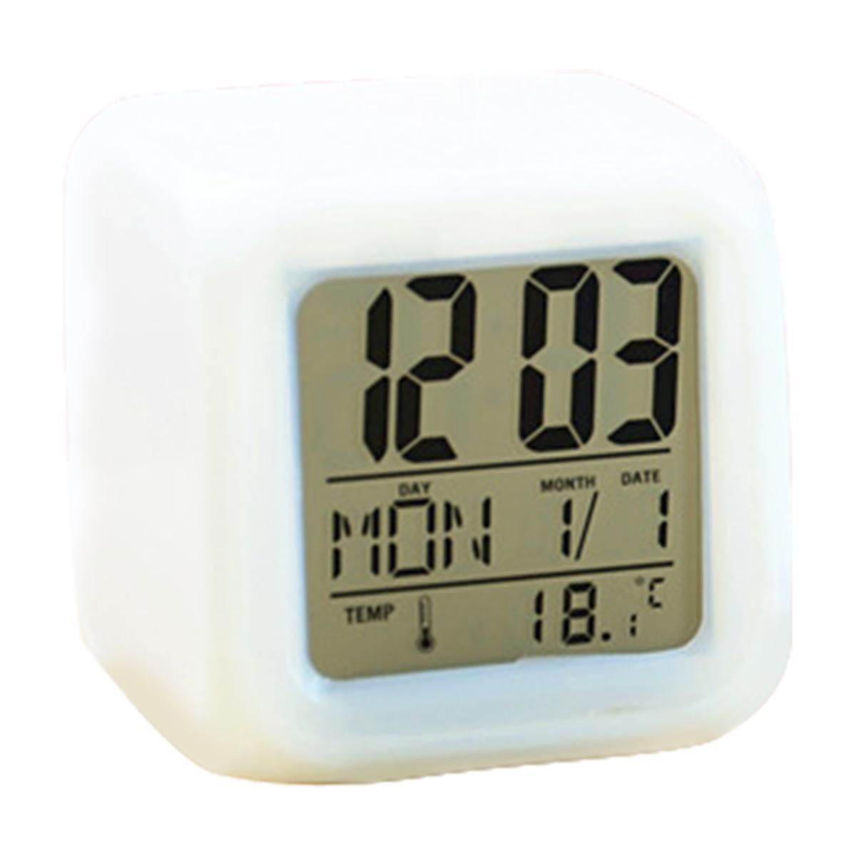 

Светодиодный цифровой будильник, мини-настольные кубические часы с разноцветной подсветкой и несколькими режимами, светящиеся настольные часы, украшение для домашнего рабочего стола