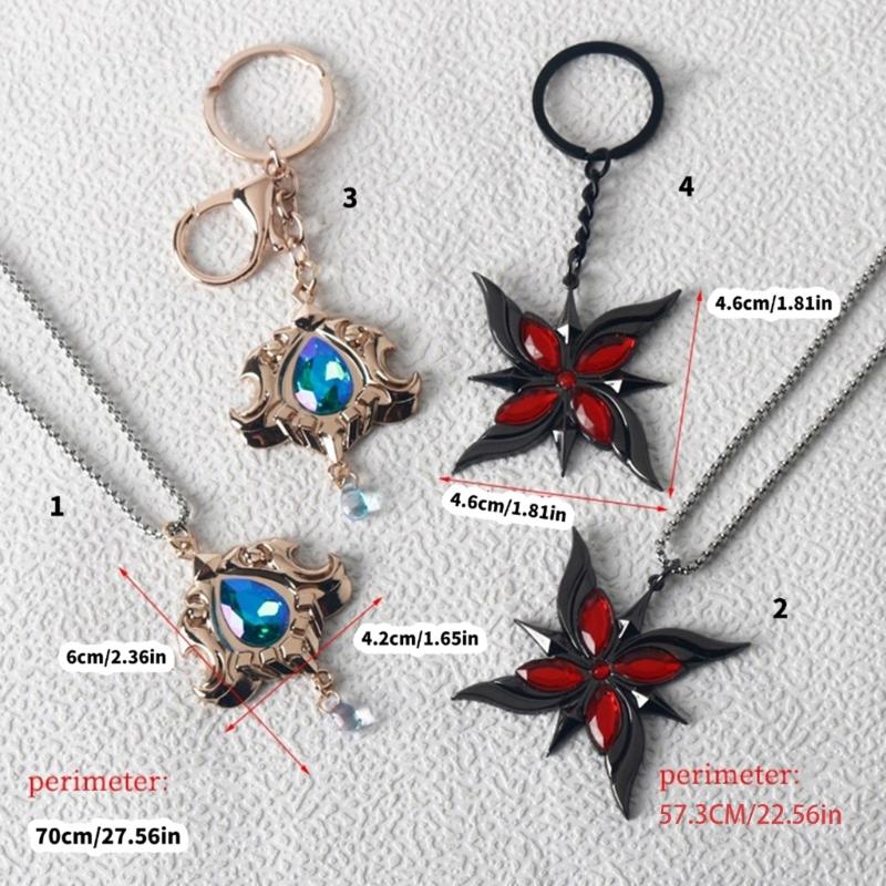 Fashionable Sturdy Alloy Necklace Keychain Inspire by Genshin Characters Decoration for Cosplay and Daily Wear