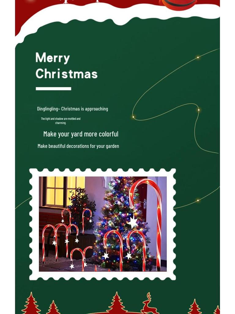 Solar Star Candy Cane Christmas Lights - Outdoor Garden Holiday Decoration
