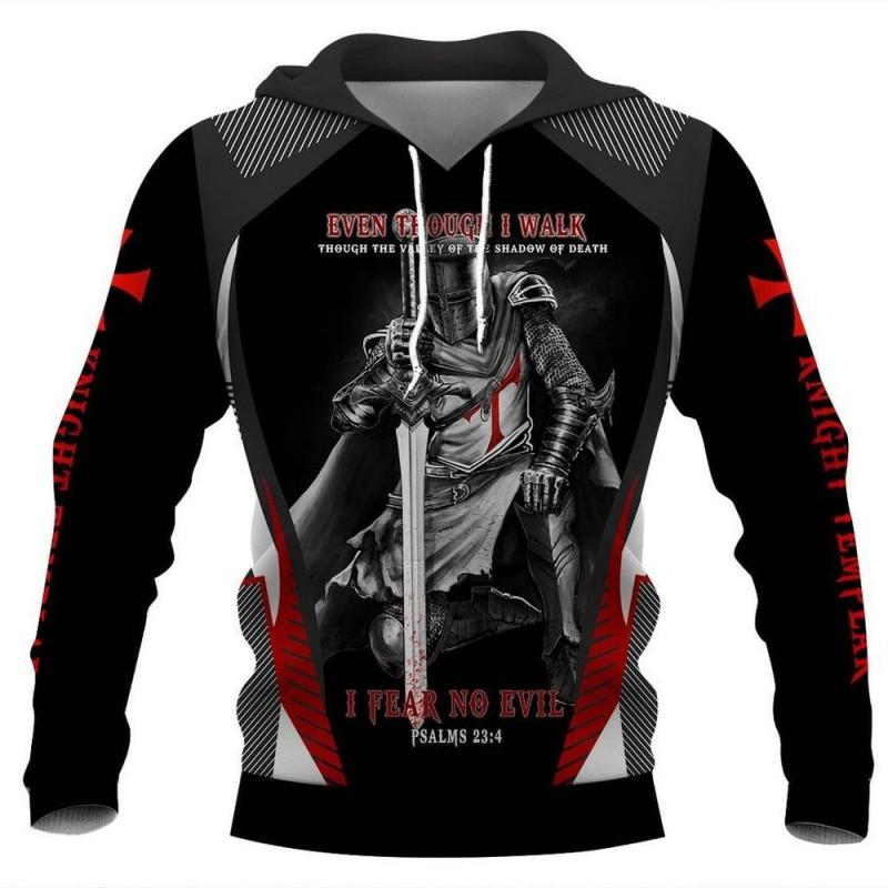 Mens Hooded Sweatshirt With 3D Digital Knight Print Loose Fit Hip Hop Style Fall