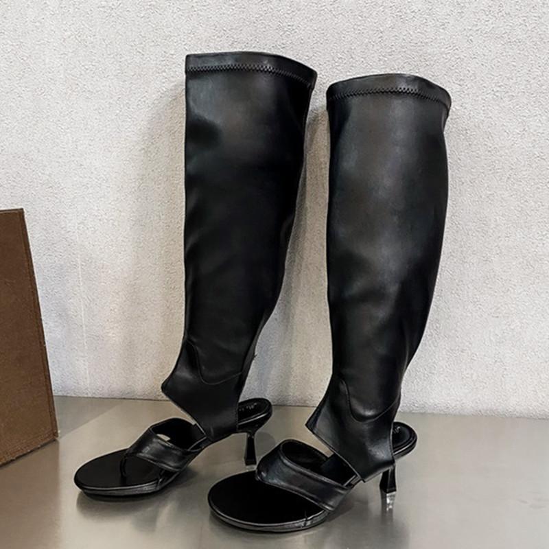 Fashion New Satin Sandal Boot Women Summer Pointed Toe Clip Toe Thin Heel Long Boot for Women Elegant Comfort Designer Brand Modern Boot