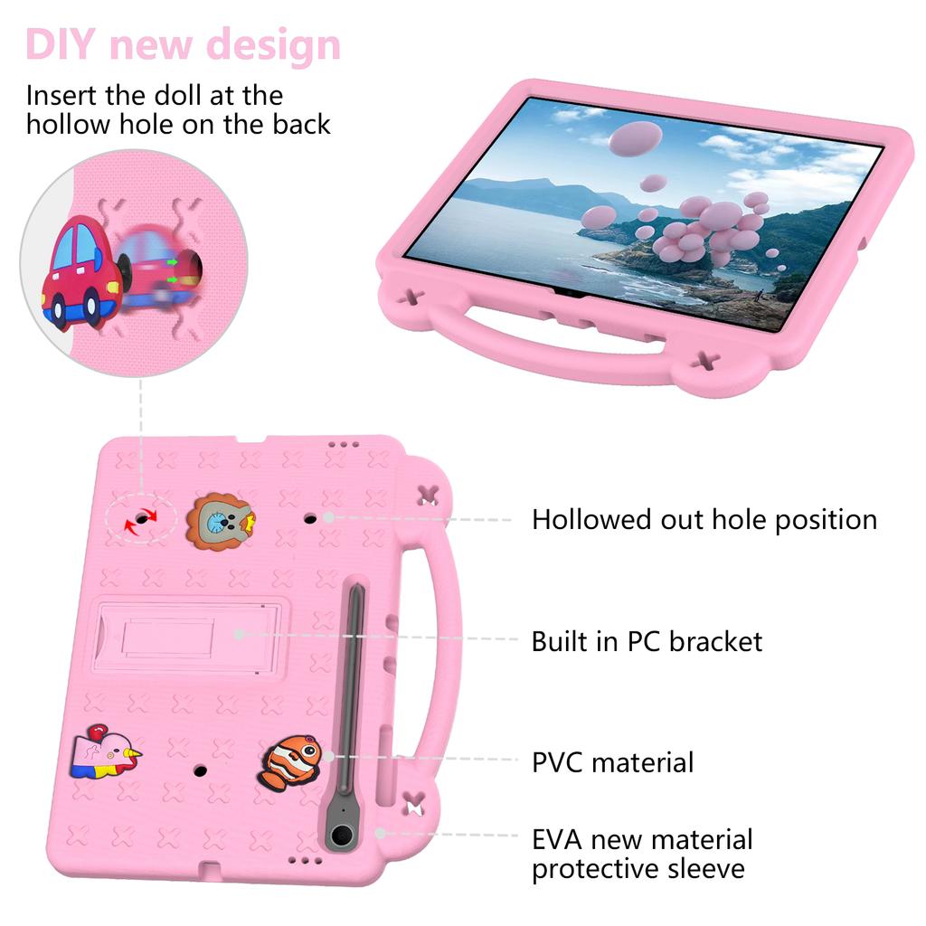 For Samsung Galaxy Tab S10 FE+ Case Kids Cartoon Patterns Hand Grip Kickstand Tablet EVA Cover
