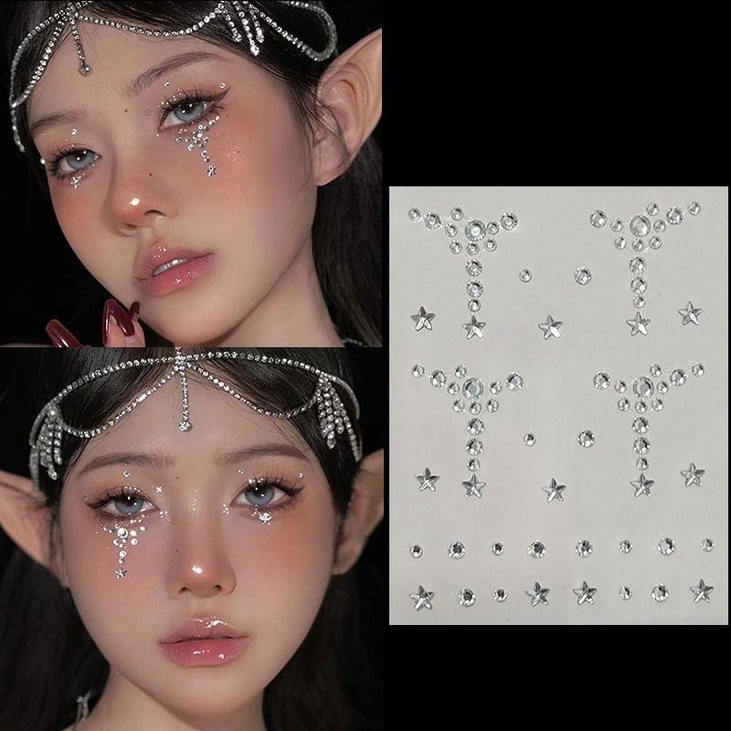 Malnia Home - Teardrop Rhinestone Face Makeup Jewels Sticker