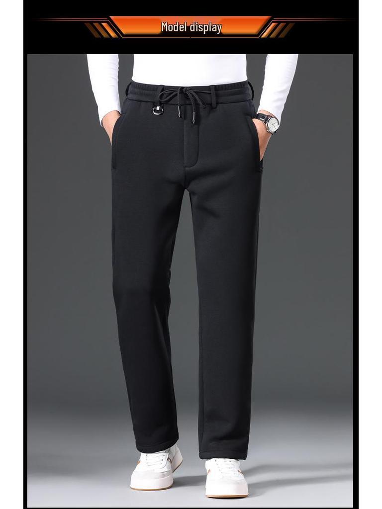 Men's Thickened Fleece-Lined Lambswool Winter Sweatpants - Warm Cotton Outerwear Pants, 86
