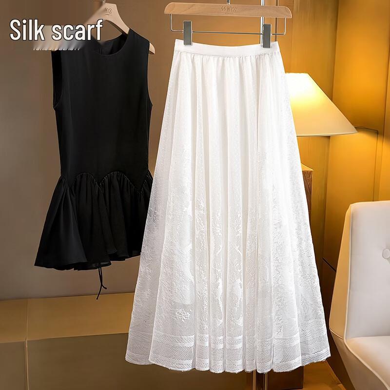 Women s Color-block Sleeveless Top & Skirt Set M