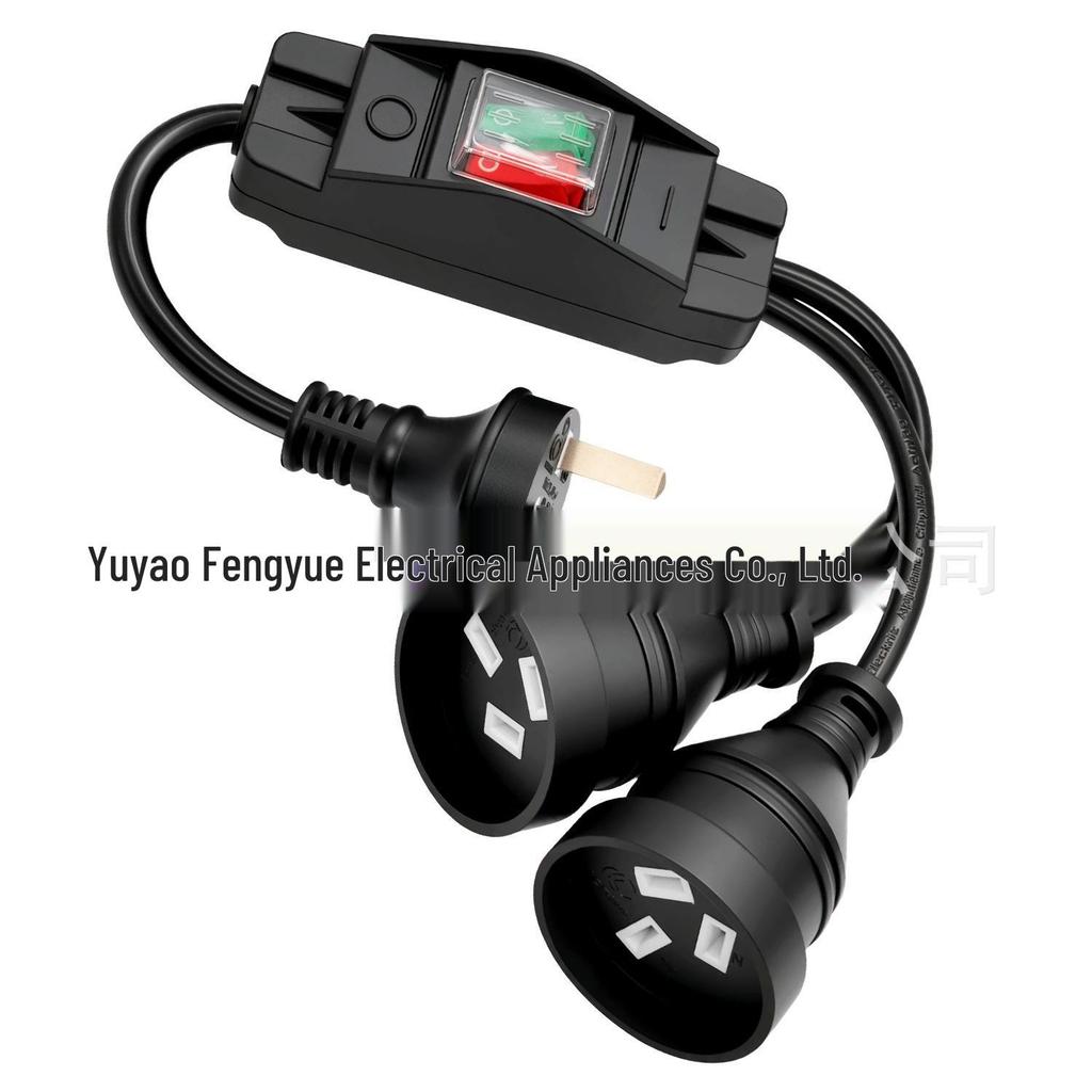 50cm Double Switch SAA Australia Power Plug Extension (1-to-2)