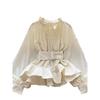 Vintage Court Style Waist-Controlled Lace-up Chic Long Sleeves Shirt