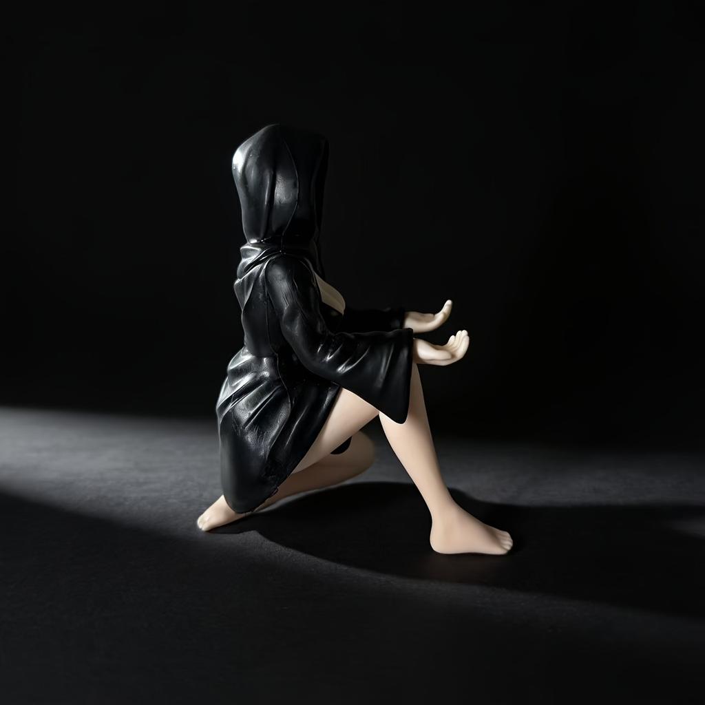 Geschenke Mysteriöses Schwarzes Gewand Königin Sitzt Bücherregal Skulptur Handgefertigte Statue Dunkler Stil Heim Schreibtisch Halloween Dekoration