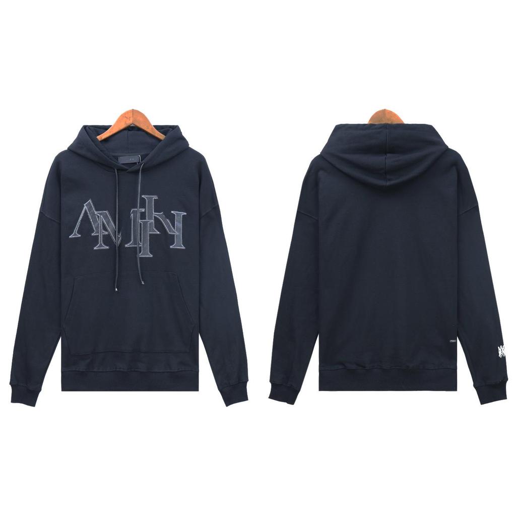 2024 Heavyweight American Style Men's Hoodie with Embroidered Letters - Autumn/Winter Casual Loose Long Sleeve.