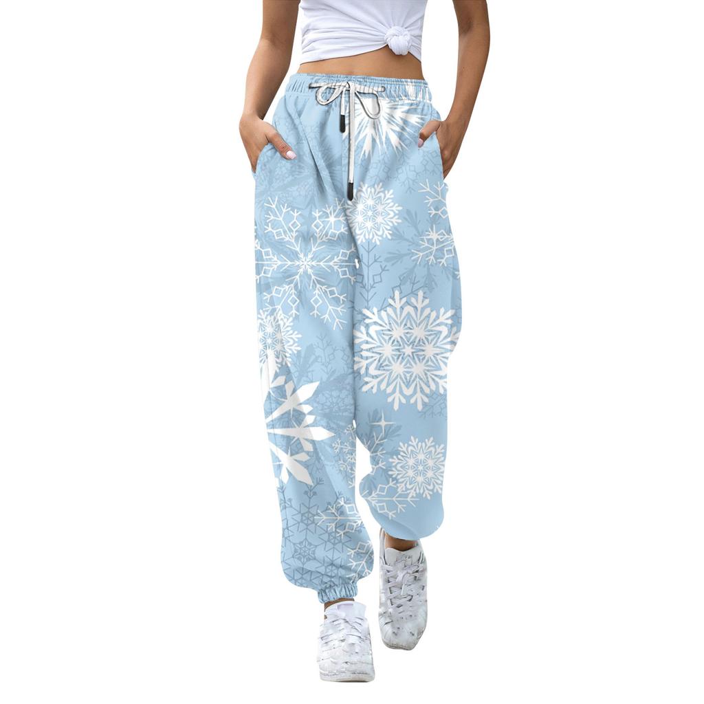 Women's Casual Fashion Christmas Printed Casual Sweatpants Elastic Waist Drawstring Pants