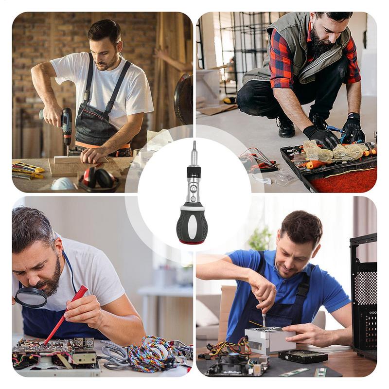 Ratchet Screwdriver Set 8-in-1 Magnetic Multipurpose Screwdriver Tool Kit 180 Degrees Rotating Multipurpose Tool Screw Driver