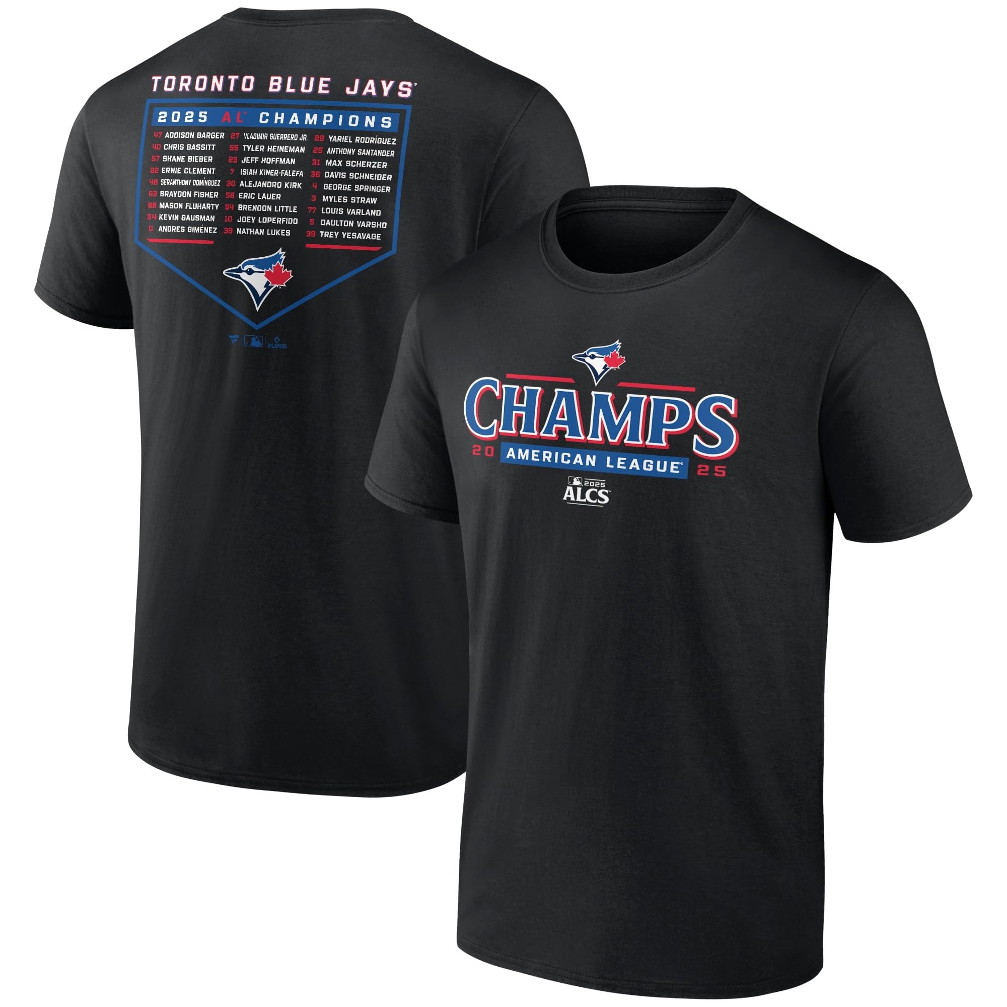 

[Fanatics] Fanatics 2025 MLB Postseason AL LCS Toronto Blue Jays Champion Roster T-Shirt ML25AS169 BLACK (BLK)