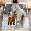 Weißes Fohlen Schnee-Wurfdecke, HD Digitaldruck Weiche Warme Decke für Sofa Bett, Reitsport-Thema Geschenk für Erwachsene, Gemütlich