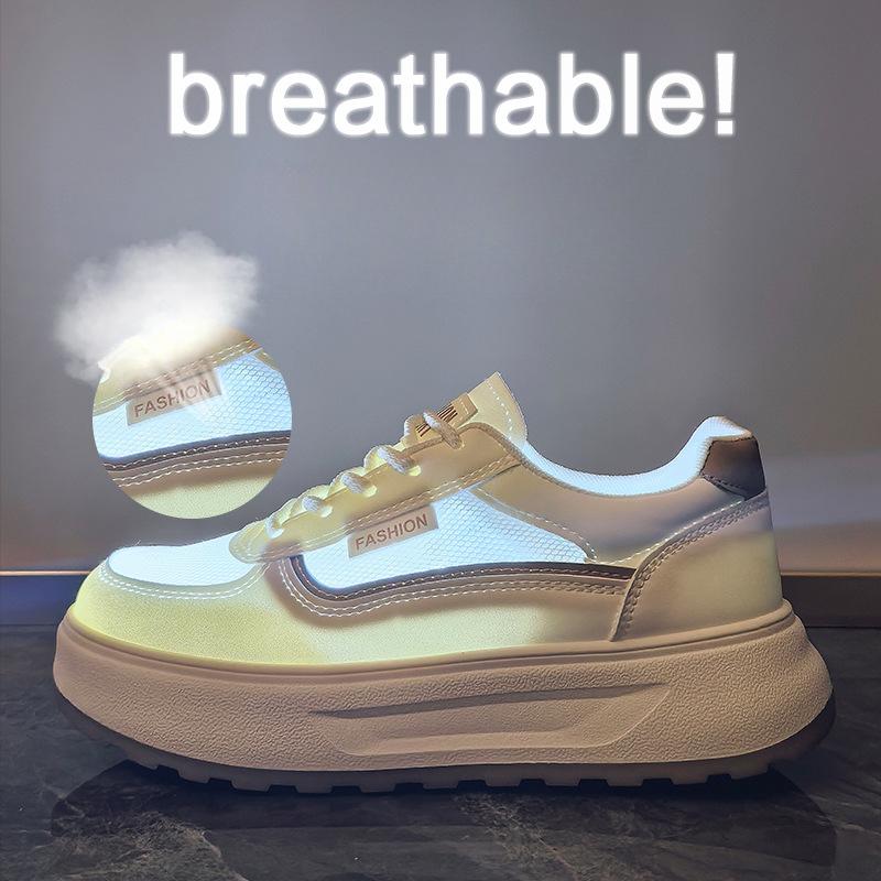 New Summer White Shoes for Female Students' Thick Sole Heightened Mesh Breathable Casual Street Shot